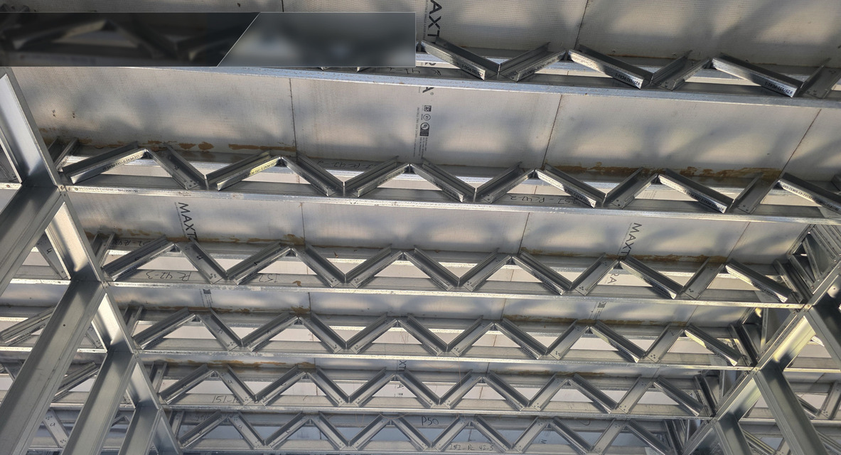 MAXTERRA® MgO structural floor panels supported by cold-formed steel trusses at Home2 Suites St. Johns.